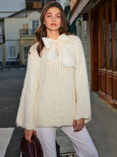 Bow-Decor Purl Shift Sweater